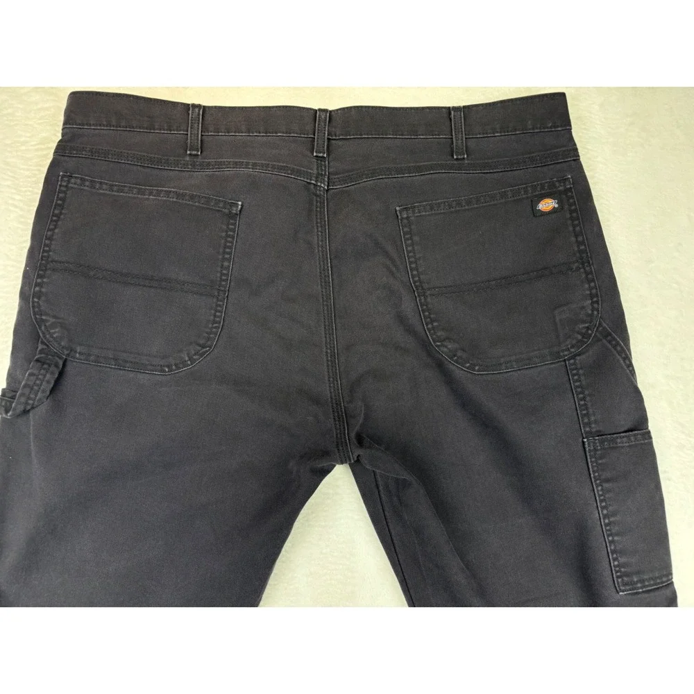 Dickies Flex Mens 40x30 Black Washed Carpenter Duck Canvas Pants